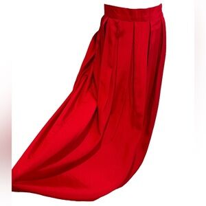 NWT 70s RED TOP BOX PLEAT MINIMALIST MIDI SKIRT 2 POCKETS MADE IN ITALY RAFAELLA